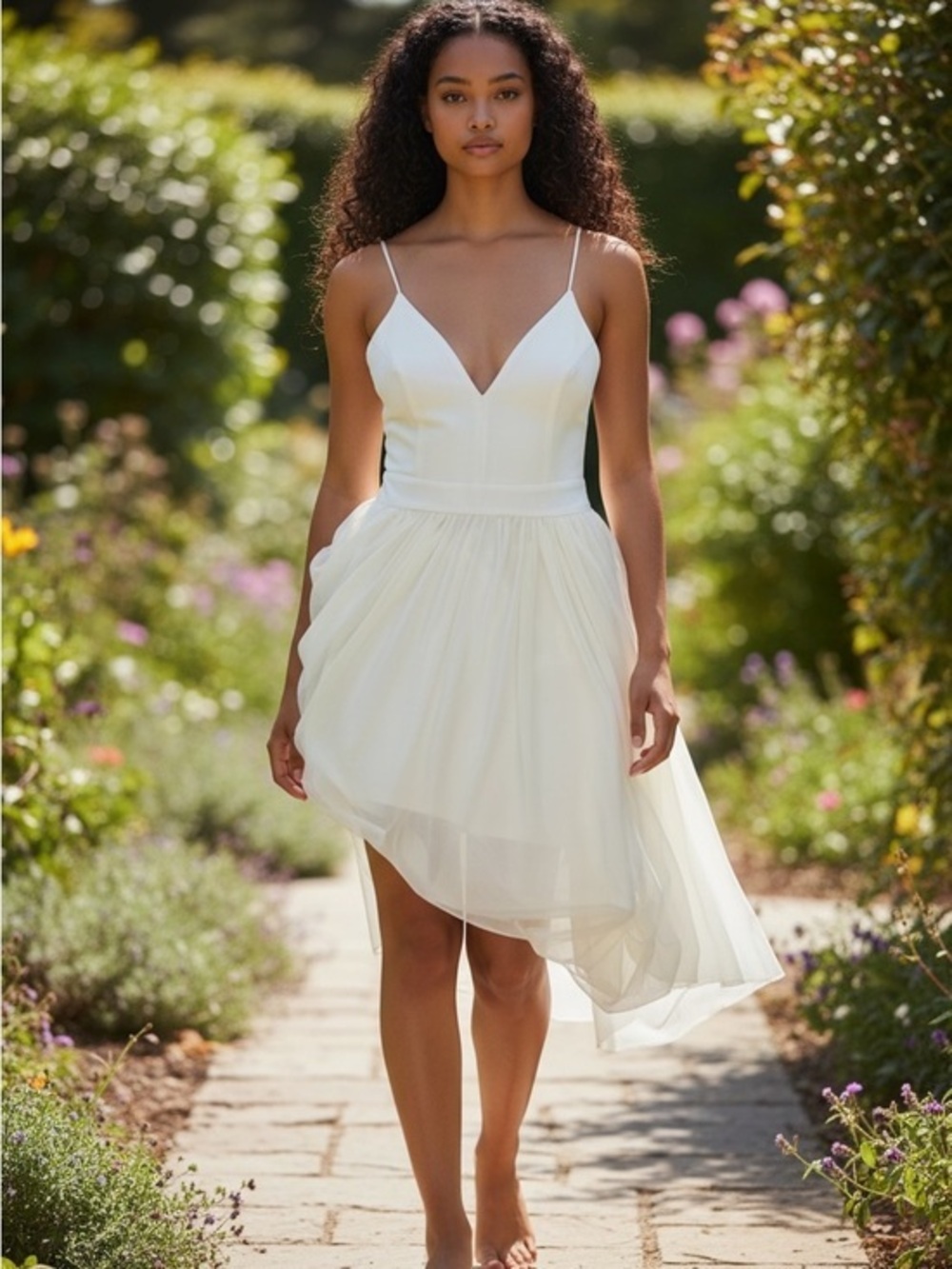 Dulce Carola Spaghetti Strap Open Back Side Ruched Dress
